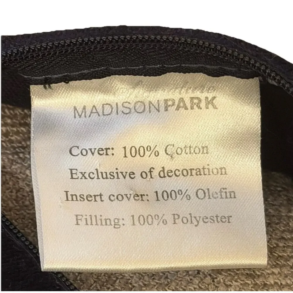 MADISON PARK Embroidered Lumbar Throw Pillow Velour Blue 20” X 14” EUC 3589-20